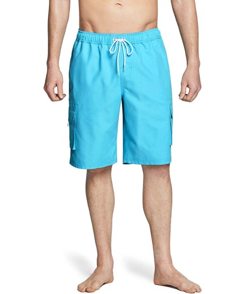 Board Shorts Men's 11 Inches Swim Trunks- Quick Dry Beach Board Shorts- Bathing Suits with Inner Mesh Lining and Pockets - C ...