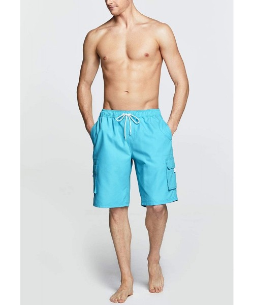 Board Shorts Men's 11 Inches Swim Trunks- Quick Dry Beach Board Shorts- Bathing Suits with Inner Mesh Lining and Pockets - C ...