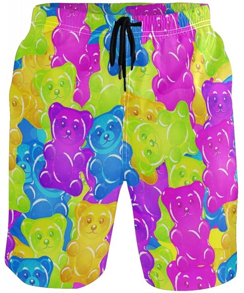 Racing Men's Quick Dry Swim Trunks Sportwear Beach Board Shorts Manatee Cartoon - Colorful Fudge Gummy Bears - CC195HLOU8E