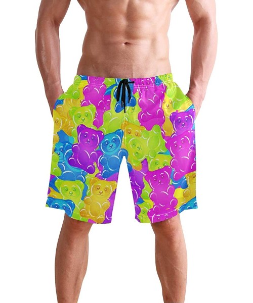 Racing Men's Quick Dry Swim Trunks Sportwear Beach Board Shorts Manatee Cartoon - Colorful Fudge Gummy Bears - CC195HLOU8E