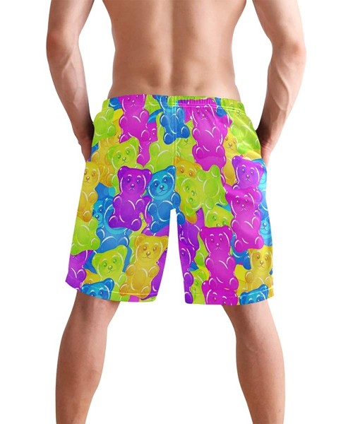 Racing Men's Quick Dry Swim Trunks Sportwear Beach Board Shorts Manatee Cartoon - Colorful Fudge Gummy Bears - CC195HLOU8E