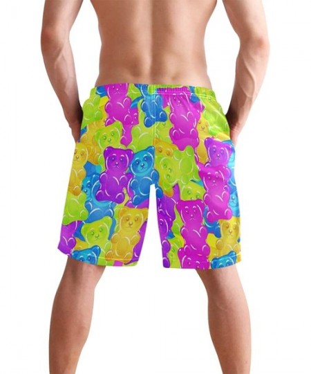 Racing Men's Quick Dry Swim Trunks Sportwear Beach Board Shorts Manatee Cartoon - Colorful Fudge Gummy Bears - CC195HLOU8E