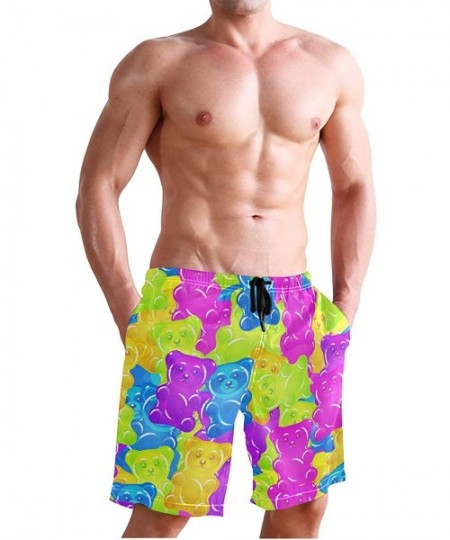 Racing Men's Quick Dry Swim Trunks Sportwear Beach Board Shorts Manatee Cartoon - Colorful Fudge Gummy Bears - CC195HLOU8E