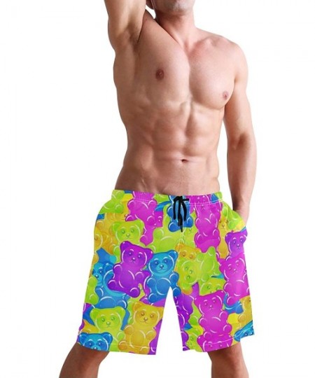 Racing Men's Quick Dry Swim Trunks Sportwear Beach Board Shorts Manatee Cartoon - Colorful Fudge Gummy Bears - CC195HLOU8E