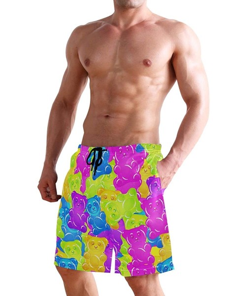 Racing Men's Quick Dry Swim Trunks Sportwear Beach Board Shorts Manatee Cartoon - Colorful Fudge Gummy Bears - CC195HLOU8E