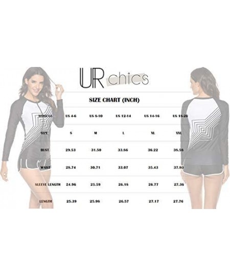 Rash Guards Womens Long Sleeve Rash Guard Wetsuit 2 Piece Tankini Sets Swimsuits - A-black - C81967R7I69