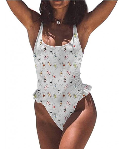 Bottoms Swim Dress Casino- Holdem Gambler Modern Easy to Adjust and Stays Tied - Multi 08-one-piece Swimsuit - CT19E78I9K3