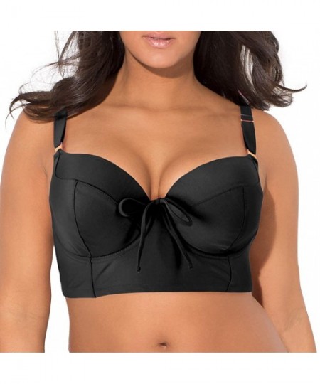 Tops Women's Full-Busted Supportive Underwire Swimsuit Bikini Top - Black Hue - CH192884DW3