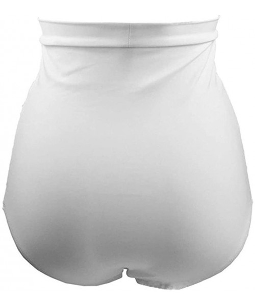 Tankinis Women's High Waisted 50s Retro Bikini Bottom Ruched Swim Shorts Tankinis Swimsuit Brief - White - CL18CA90DST