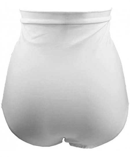 Tankinis Women's High Waisted 50s Retro Bikini Bottom Ruched Swim Shorts Tankinis Swimsuit Brief - White - CL18CA90DST