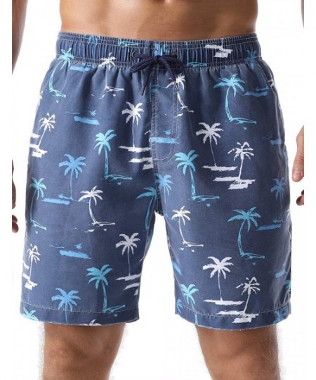 Trunks Men's Swim Trunks Retro Soft Washed Drawstring Workout Shorts Men - Blue-283 - CZ18YD78WQ0