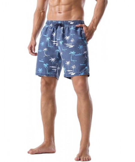 Trunks Men's Swim Trunks Retro Soft Washed Drawstring Workout Shorts Men - Blue-283 - CZ18YD78WQ0