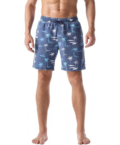 Trunks Men's Swim Trunks Retro Soft Washed Drawstring Workout Shorts Men - Blue-283 - CZ18YD78WQ0