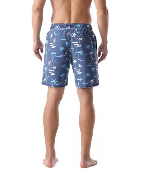 Trunks Men's Swim Trunks Retro Soft Washed Drawstring Workout Shorts Men - Blue-283 - CZ18YD78WQ0