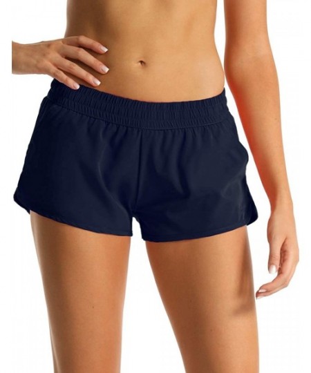 Tankinis Women's Board Shorts Quick Dry Drawstring Sports Summer Bottom Swim Shorts with Pocket - 26152 Navy - CS194X2Y9UU