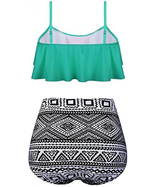 Sets Teen Girls High Waist Swimsuit Summer Two Piece Bathing Suit Skinny Bikini Sets - Best Sale-mint Green - C818ELXK75S