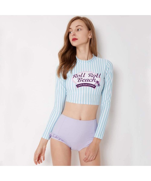 Racing Women Long Sleeve Boyshort Rashguard Swimwear Surfing Athletic Fashion Two Piece Swimsuit Bathing Suit - 12 - CG18RL0SKKI