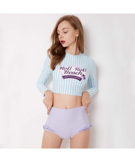 Racing Women Long Sleeve Boyshort Rashguard Swimwear Surfing Athletic Fashion Two Piece Swimsuit Bathing Suit - 12 - CG18RL0SKKI