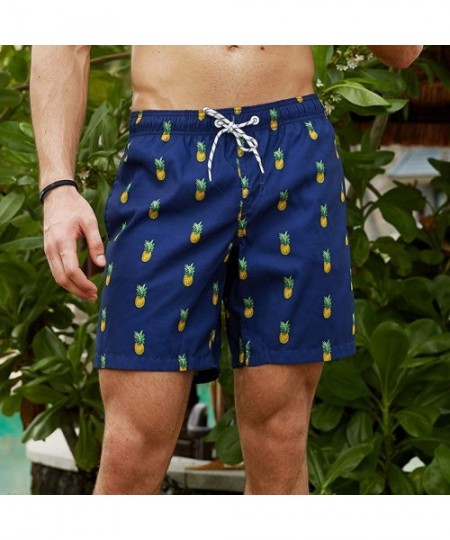 Trunks Mens Slim Fit Quick Dry Swim Shorts Swim Trunks Mens Bathing Suits with Mesh Lining - New-qma199-pineapple - C618NA7LQ0U