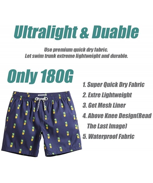 Trunks Mens Slim Fit Quick Dry Swim Shorts Swim Trunks Mens Bathing Suits with Mesh Lining - New-qma199-pineapple - C618NA7LQ0U