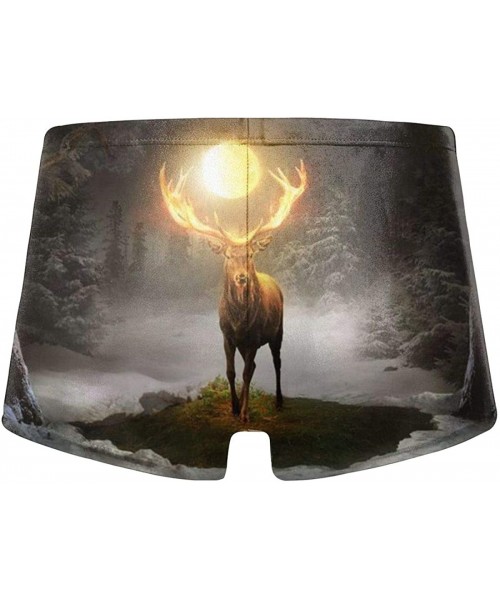 Briefs Fire Antlers Deer Mens Swim Trunks- Quick Dry Swim Short Men Boxer Briefs Swimwear - Black - CQ19DAXOIZ0