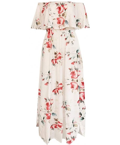 Cover-Ups Women's Summer Short Sleeve V Neck Floral Party Long Dress Summer Beach Sundress Casual Loose Maxi Dress Z5 white -...