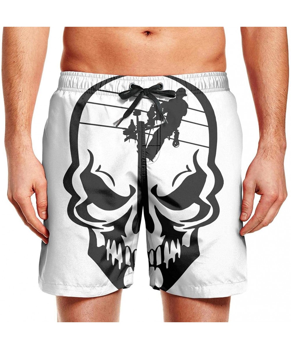 Board Shorts Men's Board Shorts Quick Dry American Eskimo Duo Swim Board Trunks - Lineman Skull - CT18T4TWYNL