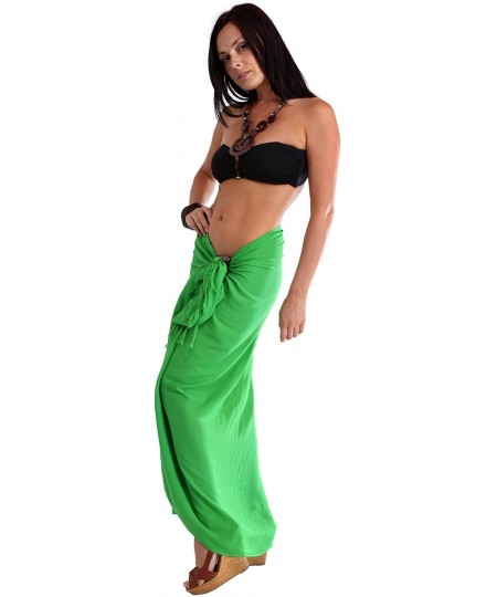 Cover-Ups 1 World Sarongs Womens Solid Swimsuit Cover-Up Sarong in Your Choice of Color - Green-sea - CJ116I4J31V