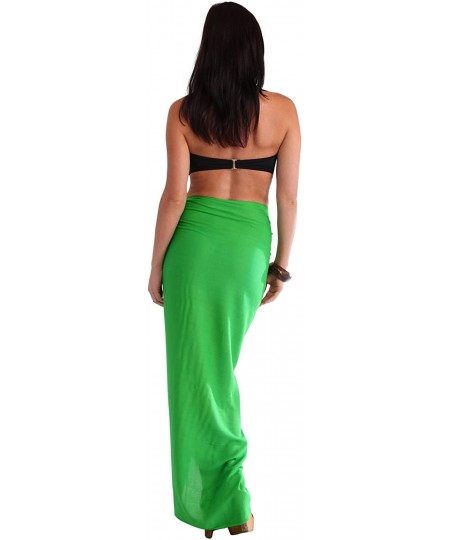 Cover-Ups 1 World Sarongs Womens Solid Swimsuit Cover-Up Sarong in Your Choice of Color - Green-sea - CJ116I4J31V