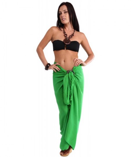 Cover-Ups 1 World Sarongs Womens Solid Swimsuit Cover-Up Sarong in Your Choice of Color - Green-sea - CJ116I4J31V