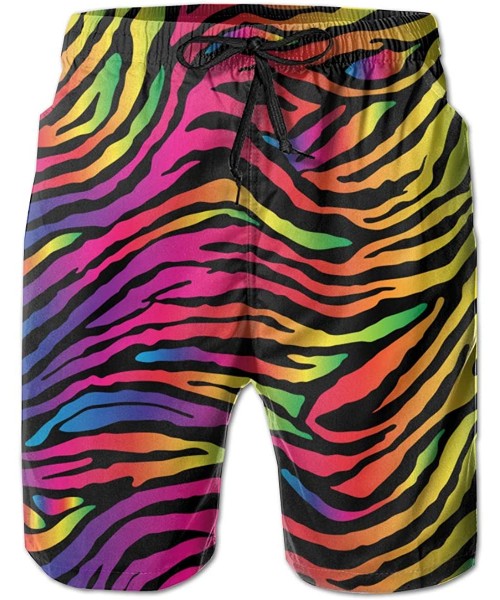 Board Shorts Relaxed Swim Trunks Big & Tall Board Shorts for Boys Mens- Quick Dry Sportwear - Rainbow Zebra Print Printing - ...