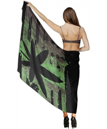 Cover-Ups Women Fahion Swimsuit Bikini Cover Up Sarong Party Wedding Shawl Wrap Marijuana Weed Painting American Usa Flag - C...