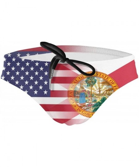 Briefs American Gambia Flag Mens Bikini Swimsuit Fashion Swimwear with Drawstring - American Florida State Flag - CZ19E749WDI