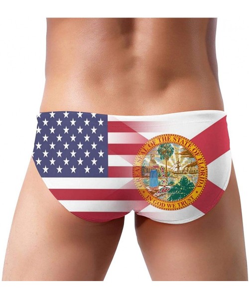 Briefs American Gambia Flag Mens Bikini Swimsuit Fashion Swimwear with Drawstring - American Florida State Flag - CZ19E749WDI