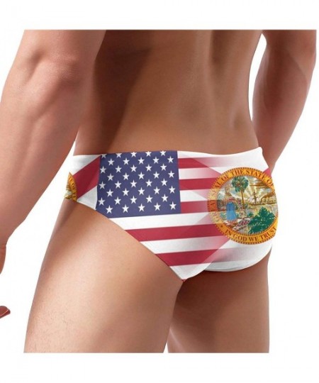 Briefs American Gambia Flag Mens Bikini Swimsuit Fashion Swimwear with Drawstring - American Florida State Flag - CZ19E749WDI