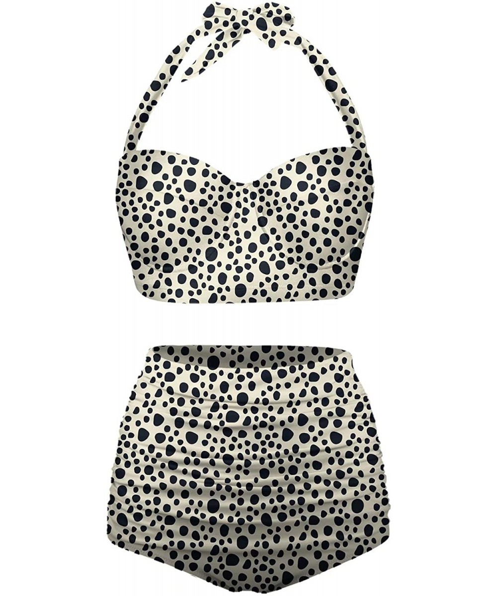 Tankinis Womens Cute Animal Skin Print Leopard Bikini Push up Two Piece Swimsuits - Black-3 - C3196OS82QX