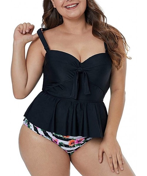 Sets Women's Two Piece Swimsuits Beachwear Bathing Suit Tankini Bathing Suit Swimsuit - Black1 - CR18SO763OH