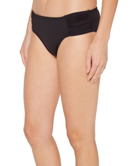 Tankinis Pearl High-Waist Side-Shirred Bikini Bottom Black SM (US 6-8) - CY12M4OBP9L