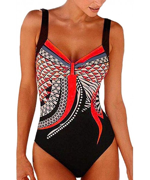 One-Pieces Womens Sexy Monokini Vintage Retro Tummy Control Bathing Suit Elastic High Cut Low One Piece Swimsuits Swimwear X ...