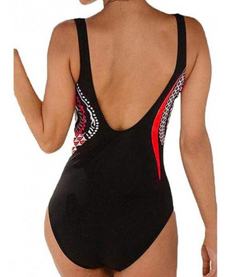 One-Pieces Womens Sexy Monokini Vintage Retro Tummy Control Bathing Suit Elastic High Cut Low One Piece Swimsuits Swimwear X ...