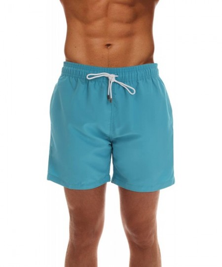 Board Shorts Men's Swimming Trunks Shorts with Pockets Quick Dry Bathing Suit - Turquoise - CP18RE446T6