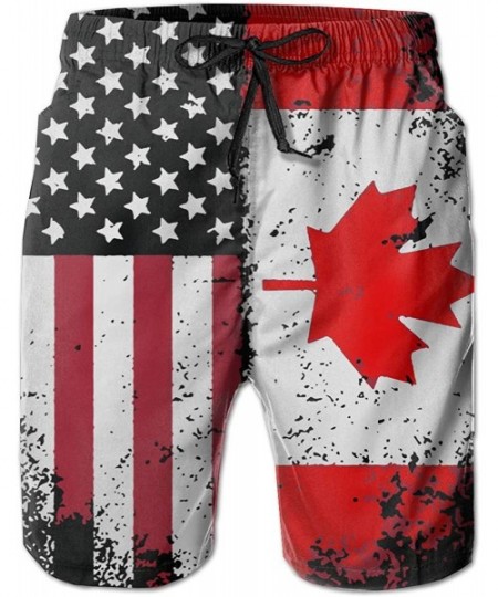 Board Shorts Canadian American Flag Men's Board/Beach Shorts Printing Swim Trunks - C918T4ZN7LC