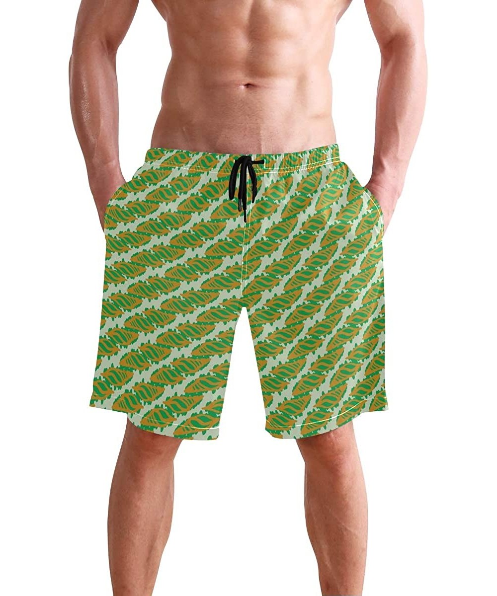 Racing Mens Swim Trunks Tropical Fruit Pineapple Beach Board Shorts - Sea Shell - C418NX9CNQZ