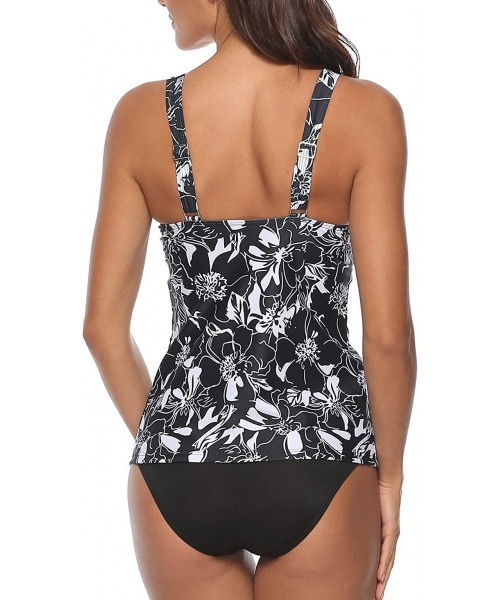 One-Pieces Women Vintage Printed Tankini Set Push Up Padded Sporty Swimsuit Plus Size Swimwear S-XXL - T - 198 - CF18NEZAIIZ