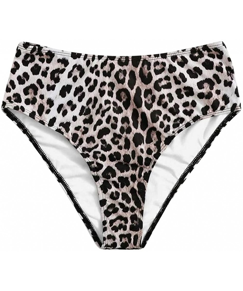 Bottoms Women's Leopard Print High Waisted Bikini Bottom - Black - C3196G2MI23