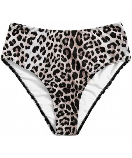 Bottoms Women's Leopard Print High Waisted Bikini Bottom - Black - C3196G2MI23