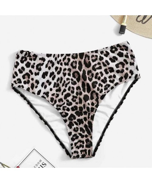 Bottoms Women's Leopard Print High Waisted Bikini Bottom - Black - C3196G2MI23