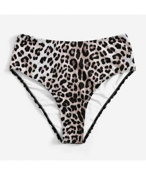 Bottoms Women's Leopard Print High Waisted Bikini Bottom - Black - C3196G2MI23