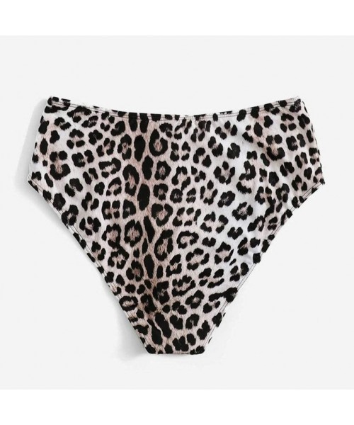 Bottoms Women's Leopard Print High Waisted Bikini Bottom - Black - C3196G2MI23