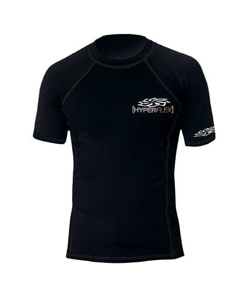 Rash Guards Wetsuits Men's Polyolefin S/S Rash Guard - Black - C911514OQVB